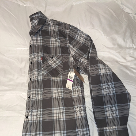 New Men's Levi's Long sleeve Gray Castlerock Button Up Medium XXL - Picture 2 of 5